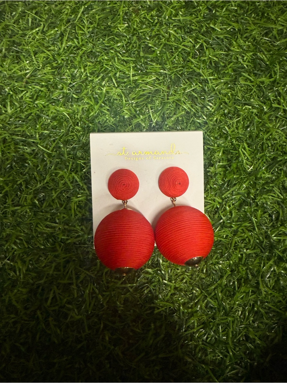 Red Ball Drop Earrings